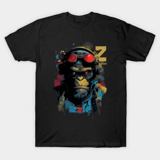 Anime Cyber Ape (Sci-Fi Ape Vintage Retro Future Design Cyberpunk Space Ape) T-Shirt